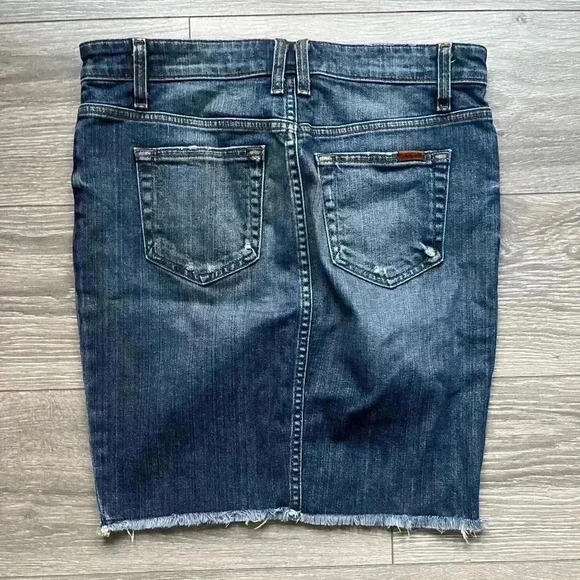 Joe’s Jeans Japanese Denim Button Fly Front Slit Raw Hem Skirt Size 28 - Picture 2 of 8